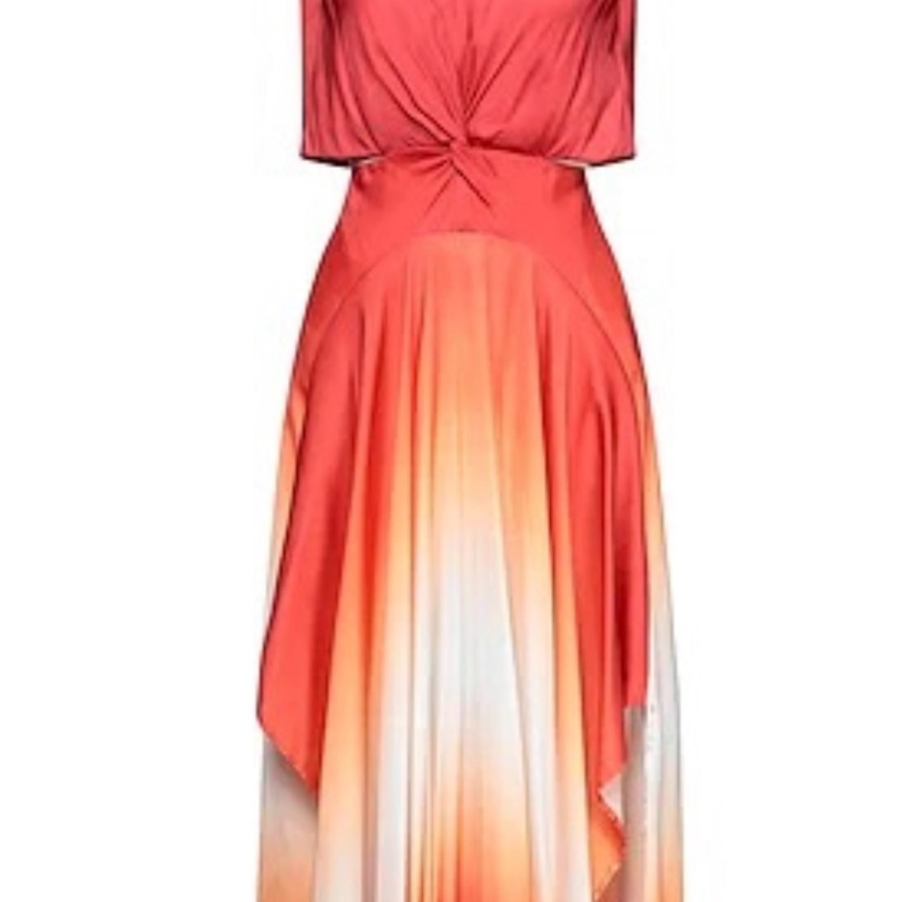 Maje Asymmetrical Coral and White Dress